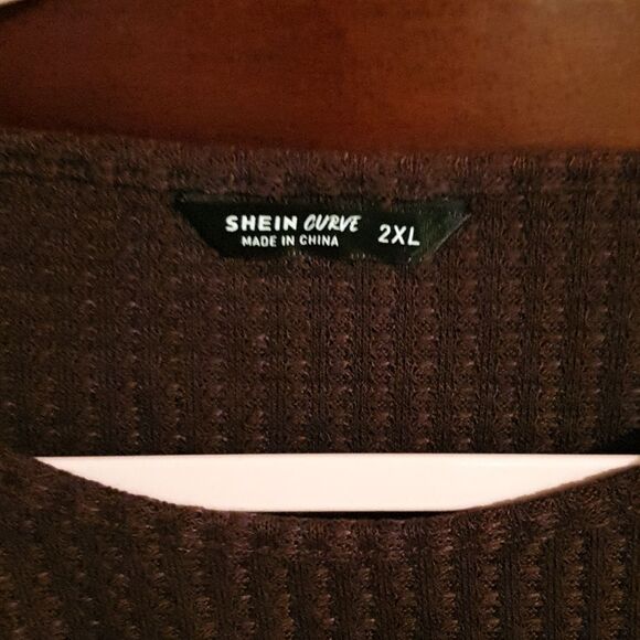 Shein Brown Waffle Cutout Back Top 2X - Picture 3 of 4